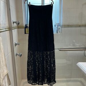 Bebe Black Lace Sheer Maxi Skirt